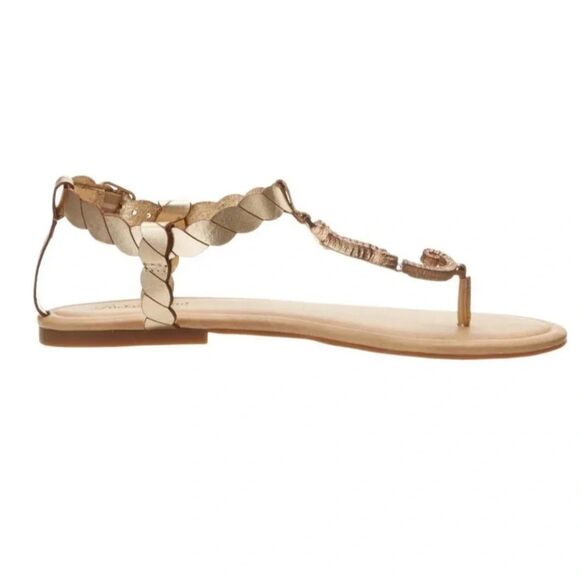 New‎ Lucky Brand Flat Seahorse Sandals Metallic 7.5 / 37.5 Gold - Picture 9 of 10